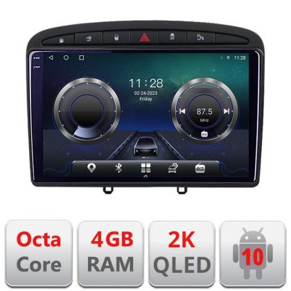 Navigatie Peugeot 308 C-038 Android Octa Core Ecran 2K QLED GPS 4G 4+32GB 360 KIT-038+EDT-E409-2K