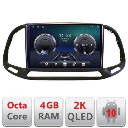 Navigatie Fiat Doblo 2015-2018 C-DOBLO15 Android Octa Core Ecran 2K QLED GPS 4G 4+32GB 360 KIT-DOBLO15+EDT-E409-2K