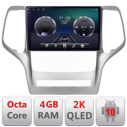 Navigatie Jeep Gran Cherokee 2011-2013 C-grche Android Octa Core Ecran 2K QLED GPS 4G 4+32GB 360 KIT-grche+EDT-E409-2K