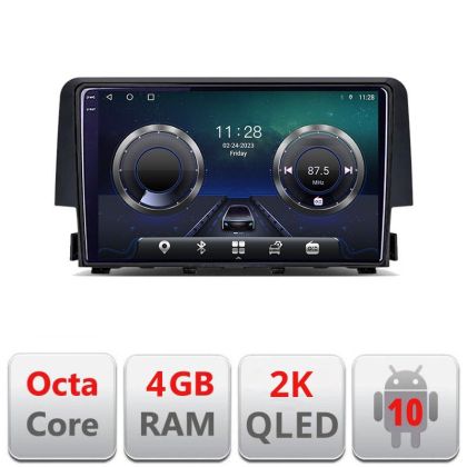 Navigatie Honda Civic 2016-2020 C-669 Android Octa Core Ecran 2K QLED GPS 4G 4+32GB 360 KIT-669+EDT-E409-2K