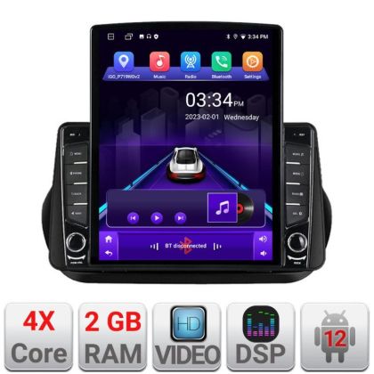 Navigatie Peugeot Bipper, CitroenNemo, Fiat Qubo 2008-2017 Android radio gps internet quad core 2+32 ecran vertical 9.7" Kit-bipper+EDT-E708 v2