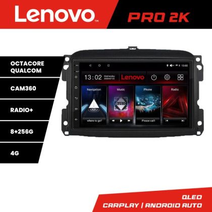 Navigatie Fiat 500 2015-2021 Lenovo Kit-500new 8 core QLED 2K 8+256 360 Android Waze USB Navigatie Internet Youtube Radio