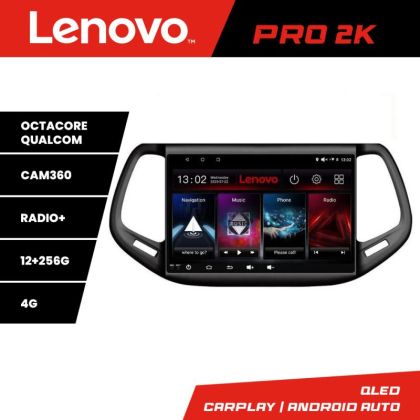 Navigatie Jeep Compass 2017 Lenovo Kit-739 8 core QLED 2K 12+256 360 Android Waze USB Navigatie Internet Youtube Radio