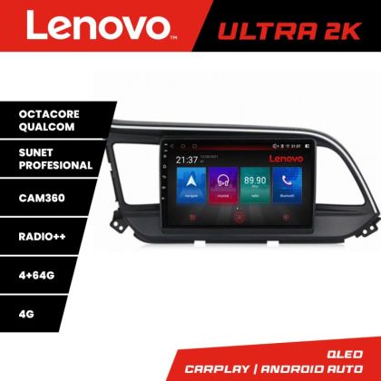 Navigatie Hyundai Elantra 2018- Lenovo Kit-1581 8 core QLED Qualcomm 4+64 360 Android Waze USB Navigatie Internet Youtube Radio