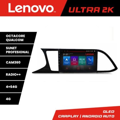 Navigatie Seat Leon MIB Quad Core Lenovo Kit-306 8 core QLED Qualcomm 4+64 360 Android Waze USB Navigatie Internet Youtube Radio