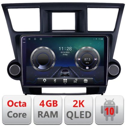 Navigatie Toyota Highlander 2007-2013 Android Octa Core Ecran 2K QLED GPS 4G 4+32GB 360 KIT-highlander+EDT-E410-2K