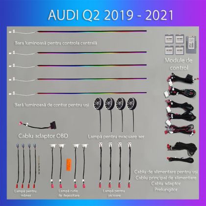 Lumini ambientale Audi Q2 2019-2021 set complet control telefon sau sistem original