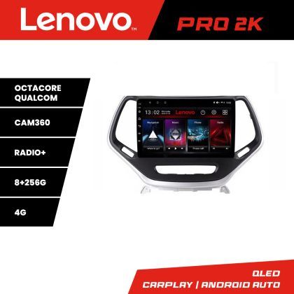 Navigatie Jeep Cherokee 2014-2019 Lenovo Kit-248 8 core QLED 2K 8+256 360 Android Waze USB Navigatie Internet Youtube Radio