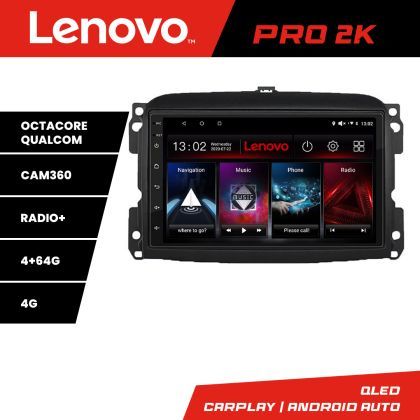 Navigatie Fiat 500 2015-2021 Lenovo Kit-500new 8 core QLED 2K 4+64 360 Android Waze USB Navigatie Internet Youtube Radio