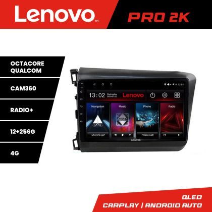 Navigatie Honda Civic 2012-2015 Lenovo Kit-132 8 core QLED 2K 12+256 360 Android Waze USB Navigatie Internet Youtube Radio