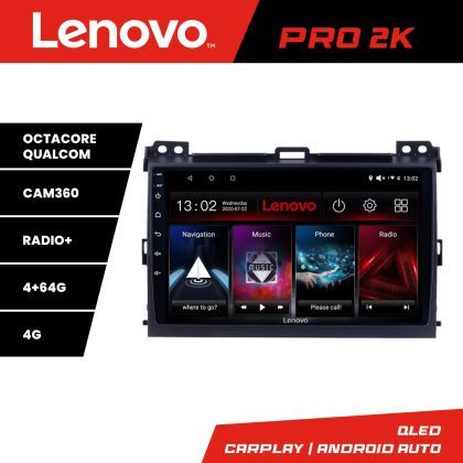 Navigatie Toyota Prado 2007- Lenovo Kit-456 8 core QLED 2K 4+64 360 Android Waze USB Navigatie Internet Youtube Radio