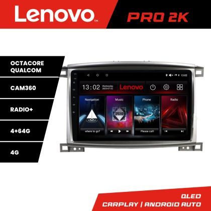 Navigatie Toyota Land Cruiser L100 2002-2008 Lenovo Kit-L100 8 core QLED 2K 4+64 360 Android Waze USB Navigatie Internet Youtube Radio v1