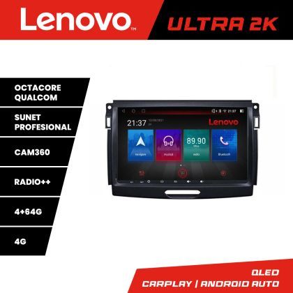 Navigatie Ford Ranger Lenovo Kit-574 8 core QLED Qualcomm 4+64 360 Android Waze USB Navigatie Internet Youtube Radio