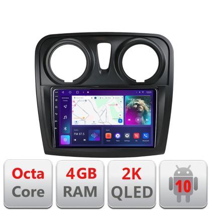 Navigatie Dacia Sandero Logan2012-2020 C-sandero Android Octa Core Ecran 2K QLED GPS 4G 4+32GB 360 kit-sandero+EDT-E409-2K