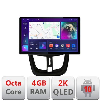 Navigatie dedicata Peugeot 207 N-PE01 Edonav ecran 13" 2K 8 si 128 Android Waze USB Navigatie 4G 360 Toslink Youtube Radio KIT-PE0