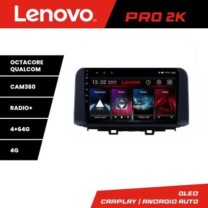 Navigatie Hyundai Kona Lenovo Kit-1058 8 core QLED 2K 4+64 360 Android Waze USB Navigatie Internet Youtube Radio