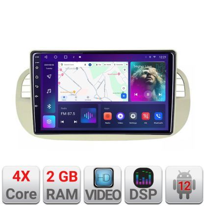 Navigatie Fiat 500 intre anii 2007-2015 Android radio gps internet  2+32 Kit-fiat500+EDT-E209