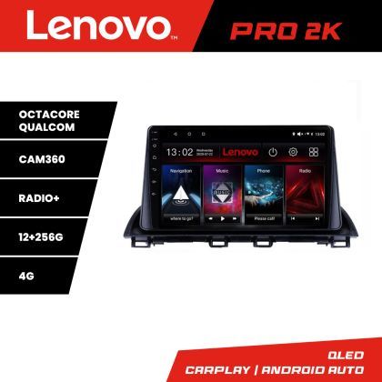 Navigatie Mazda 3 2014-2019 Lenovo Kit-463 8 core QLED 2K 12+256 360 Android Waze USB Navigatie Internet Youtube Radio