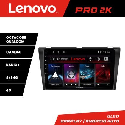 Navigatie Mazda 3 2004-2009 Lenovo Kit-161 8 core QLED 2K 4+64 360 Android Waze USB Navigatie Internet Youtube Radio