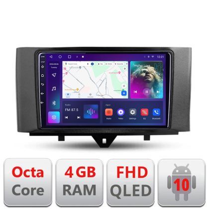 Navigatie Smart For Two 2010-2015 B-Smart10 Android Ecran QLED octa core 4+64 carplay android auto KIT-SMART10+EDT-E309V3