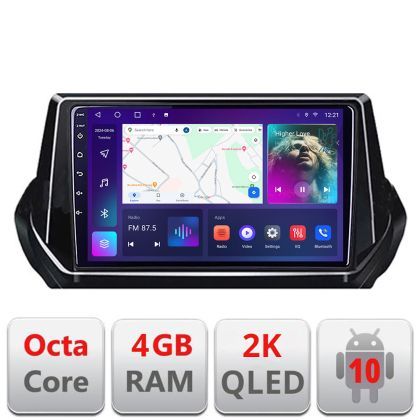 Navigatie Peugeot 2008 2020- Android ecran Qled 2K Octa core 4+32 Kit-209-2020+EDT-E409-2K