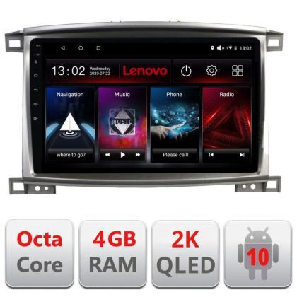 Navigatie Toyota Land Cruiser L100 2002-2008 L-L100, Octacore, 4Gb RAM, 64Gb Hdd, 4G, QLED 2K, DSP, Carplay, Bluetooth v1