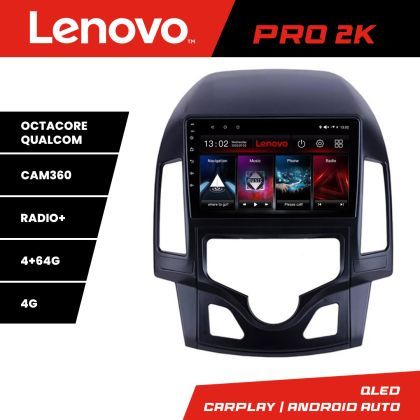 Navigatie Hyundai I30 2009-2012 clima automata Lenovo Kit-I30AUTOMATIC 8 core QLED 2K 4+64 360 Android Waze USB Navigatie Internet Youtube Rad