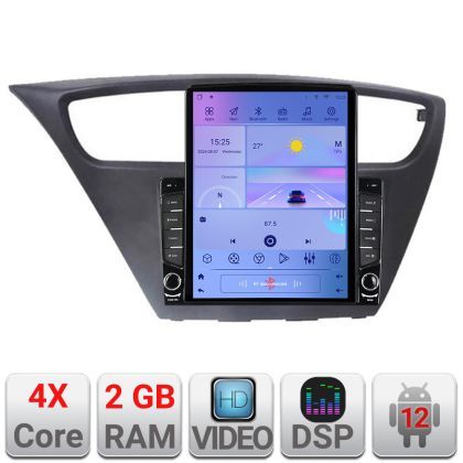 Navigatie Honda Civic 2012-2016 K-civic ecran tip TESLA 9.7" cu Android Radio Bluetooth Internet GPS WIFI 2+32 DSP Qua