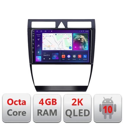 Navigatie Audi A6 C-102 Android Octa Core Ecran 2K QLED GPS 4G 4+32GB 360 KIT-102+EDT-E409-2K