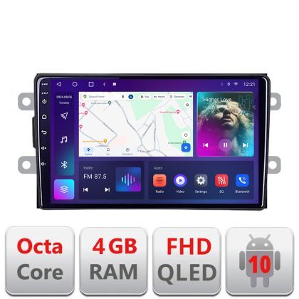 Navigatie Dacia dupa 2012 B-Dacia Android Ecran QLED octa core 4+64 carplay android auto KIT-Dacia+EDT-E309V3