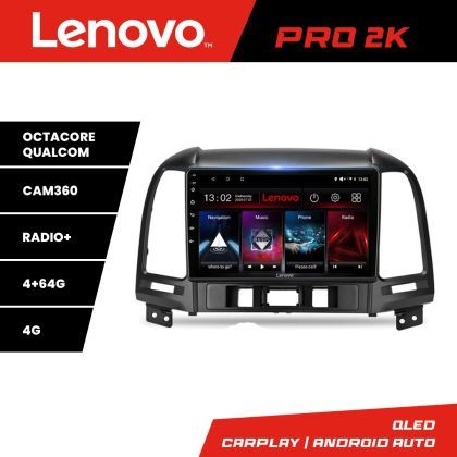 Navigatie Hyundai Santa Fe Lenovo Kit-008 8 core QLED 2K 4+64 360 Android Waze USB Navigatie Internet Youtube Radio