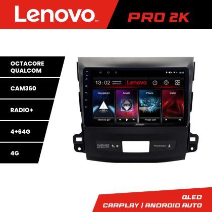 Navigatie Mitsubishi Outlander 2010 Lenovo Kit-056 8 core QLED 2K 4+64 360 Android Waze USB Navigatie Internet Youtube Radio v2