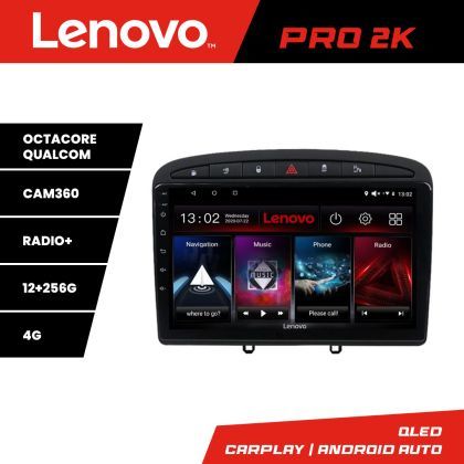 Navigatie Peugeot 308 Quad Core Lenovo Kit-038 8 core QLED 2K 12+256 360 Android Waze USB Navigatie Internet Youtube Radio