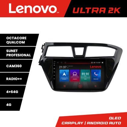 Navigatie Hyundai i20 2015-2018 Lenovo Kit-517 8 core QLED Qualcomm 4+64 360 Android Waze USB Navigatie Internet Youtube Radio