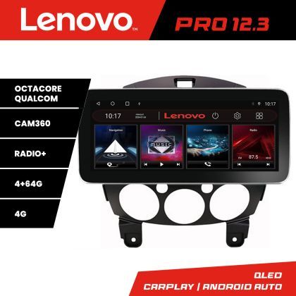 Navigatie Mazda 2 2007-2013 Lenovo PRO 4+64 12.3 inch qled android 4G DSP gps internet  Kit-mazda2