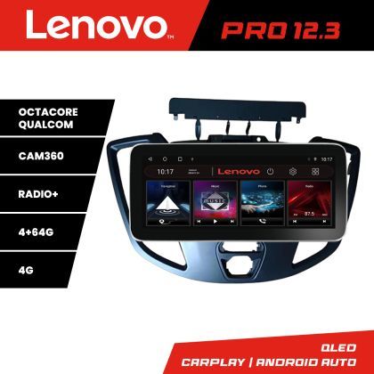 Navigatie Ford Transit 2015-2020 Lenovo PRO 4+64 12.3 inch qled android 4G DSP gps internet  kit-turneo-custom