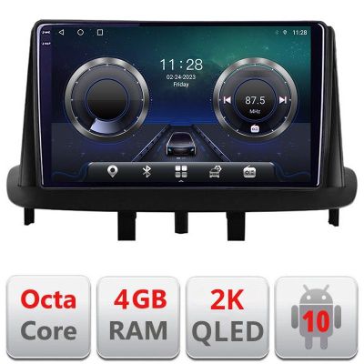 Navigatie Renault Megane 3 Fluence C-145 Android Octa Core Ecran 2K QLED GPS 4G 4+32GB 360 KIT-145+EDT-E409-2K