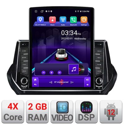 Navigatie Peugeot 2008 2020- Android radio gps internet quad core 2+32 ecran vertical 9.7" Kit-209-2020+EDT-E708