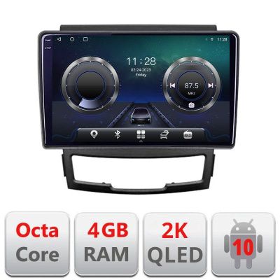 Navigatie Ssangyong Korando 2011- 2013 C-159 Android Octa Core Ecran 2K QLED GPS 4G 4+32GB 360 KIT-159+EDT-E409-2K