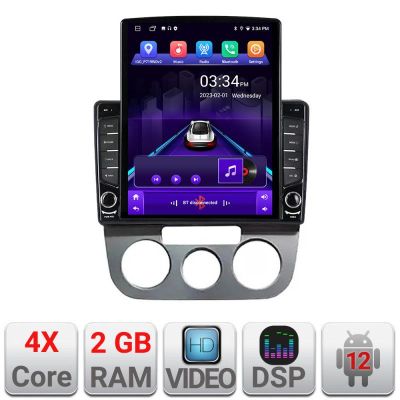 Navigatie VW Golf 5 2004-2010 clima manuala Android radio gps internet quad core 2+32 ecran vertical 9.7" KIT-golf5-manual+EDT-E708