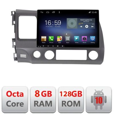 Navigatie Honda Civic 2005-2011 F-044 Octa Core cu Android Radio Bluetooth Internet GPS WIFI DSP 8+128GB 4G