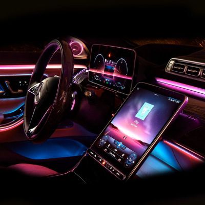 Lumini ambientale Tesla Model 3 2019-2020 set complet control telefon sau sistem original