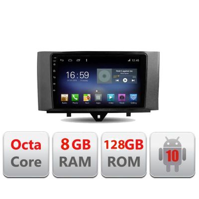 Navigatie Smart For Two 2010-2015 F-Smart10 Octa Core cu Android Radio Bluetooth Internet GPS WIFI DSP 8+128GB 4G