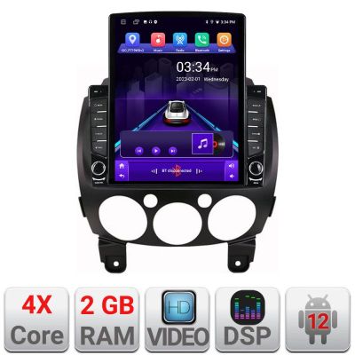 Navigatie Mazda 2 2007-2013 Android radio gps internet quad core 2+32 ecran vertical 9.7" Kit-mazda2+EDT-E708