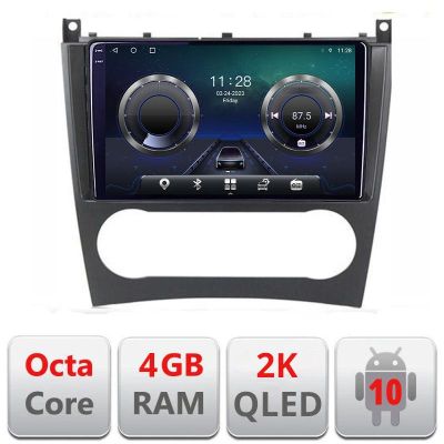 Navigatie Mercedes W203 CLC C-093 Android Octa Core Ecran 2K QLED GPS 4G 4+32GB 360 KIT-093+EDT-E409-2K