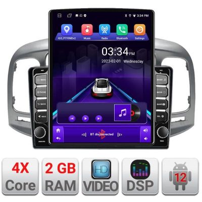 Navigatie HHyundai Accent 2006-2012 K-Accent ecran tip TESLA 9.7" cu Android Radio Bluetooth Internet GPS WIFI 2+32 DSP