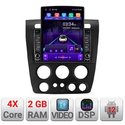 Navigatie Hummer H3 ecran tip TESLA 9.7" cu Android Radio Bluetooth Internet GPS WIFI 2+32 DSP Quad Core