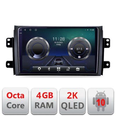 Navigatie Suzuki SX4 2006-2013 C-124 Android Octa Core Ecran 2K QLED GPS 4G 4+32GB 360 KIT-124+EDT-E409-2K