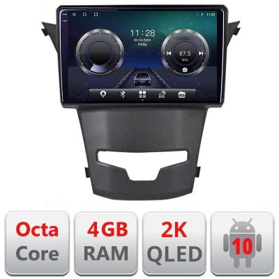 Navigatie Ssangyong Korando 2014-2019 C-1159 Android Octa Core Ecran 2K QLED GPS 4G 4+32GB 360 KIT-1159+EDT-E409-2K