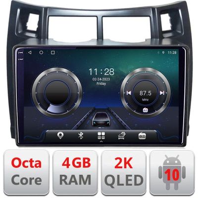 Navigatie Toyota Yaris 2008-2011 C-YARIS08 Android Octa Core Ecran 2K QLED GPS 4G 4+32GB 360 KIT-YARIS08+EDT-E409-2K